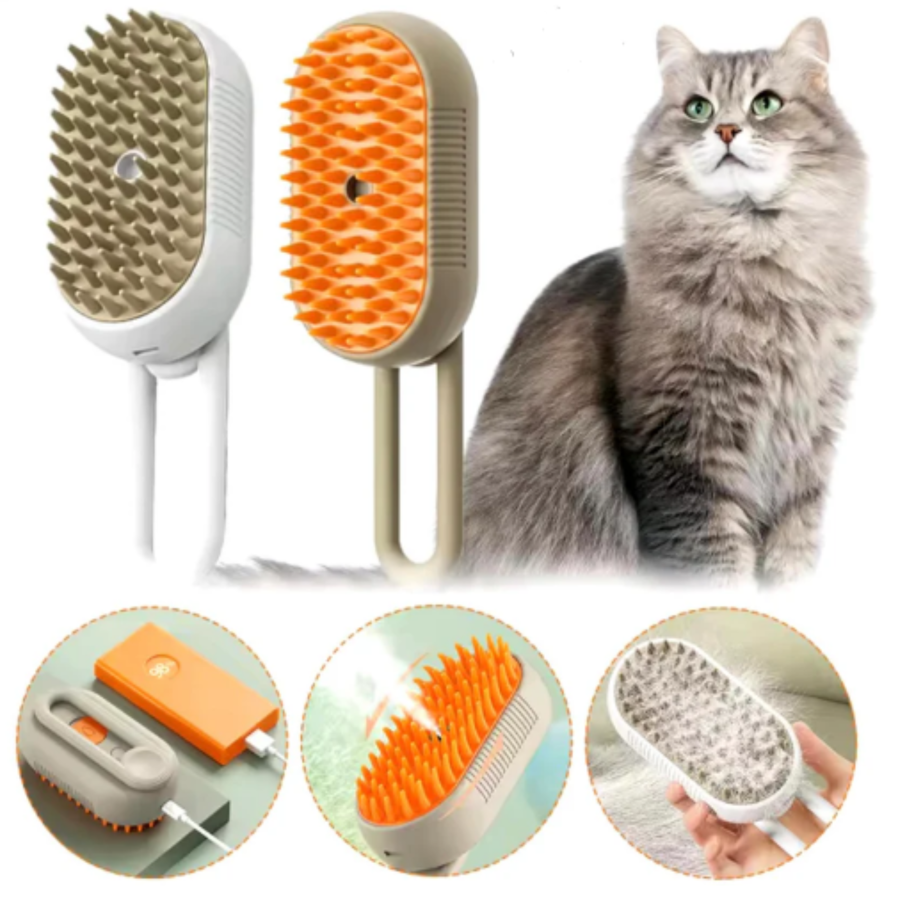 Cepillo para mascotas a vapor recargable – Mi tienda